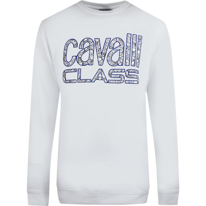 Cavalli Class vet bloemenontwerp wit sweatshirt