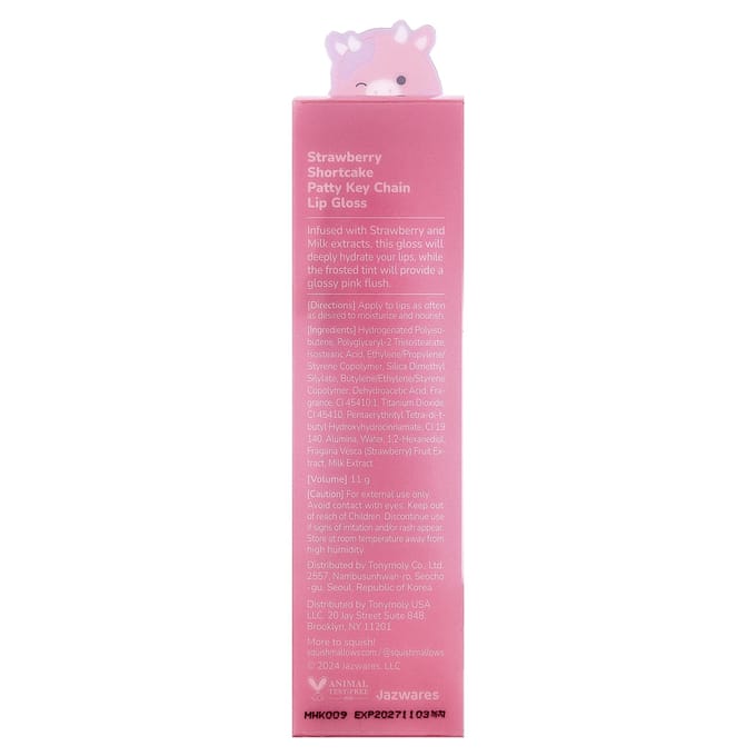 TonyMoly, Original Squishmlows™, Patty Sleutelhanger Lipgloss, Strawberry Shortcake, 11g pink