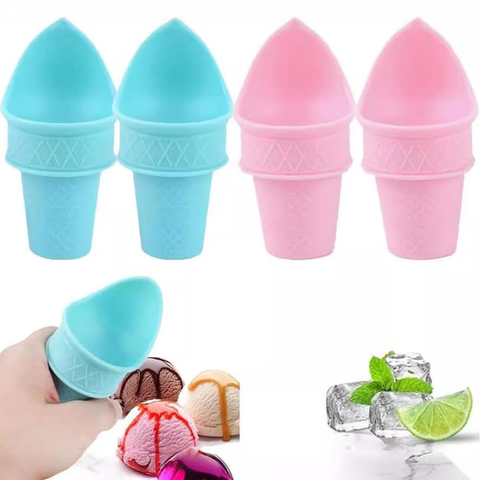 4 Stuks Herbruikbare Mini IJshoorntjes Schepjes Voor Verjaardagsfeest, Afstudeerfeesten enz. pink