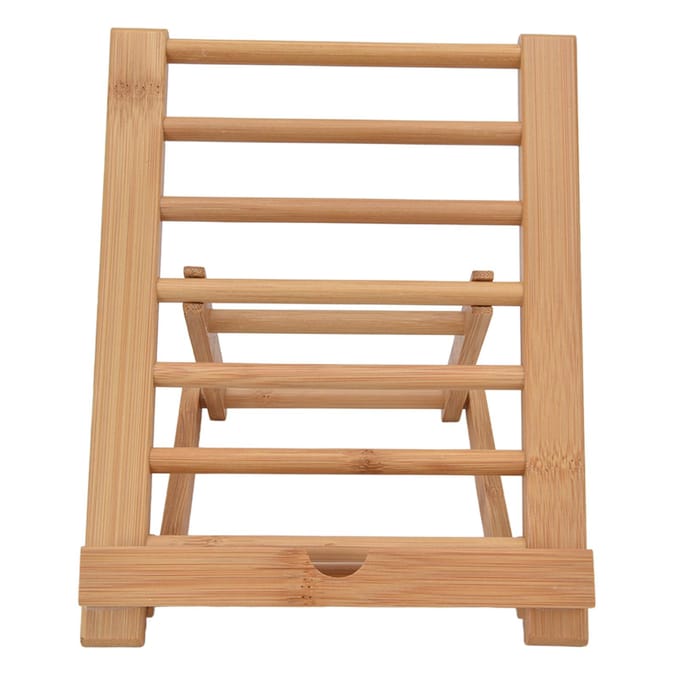Tablet Standaard Bamboe Opvouwbaar Multi-Hoek Universele Desktop Tablethouder voor 4 tot 13 inch Telefoon Boek Muziekpartituur beige