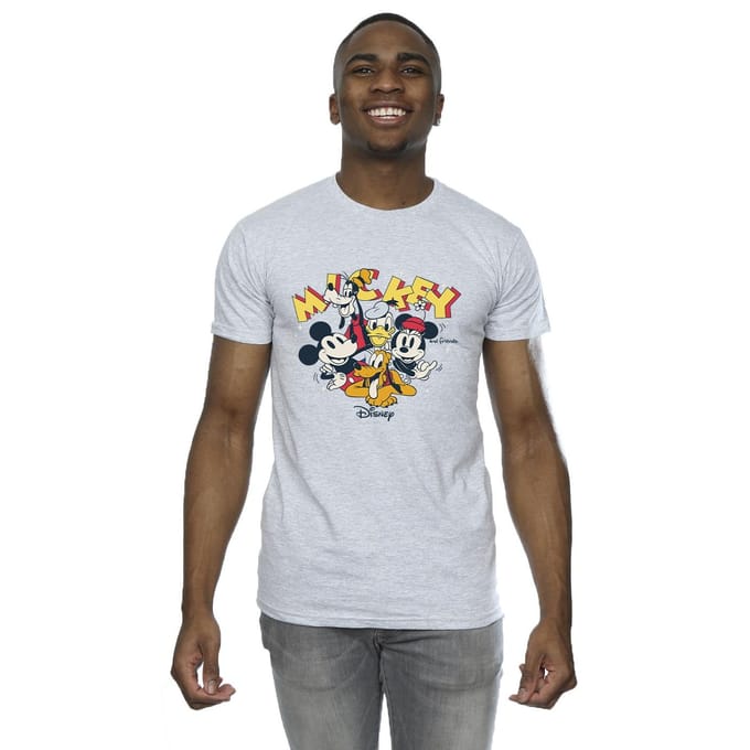 Disney Heren Mickey Mouse Groep T-Shirt (Sportgrijs)
