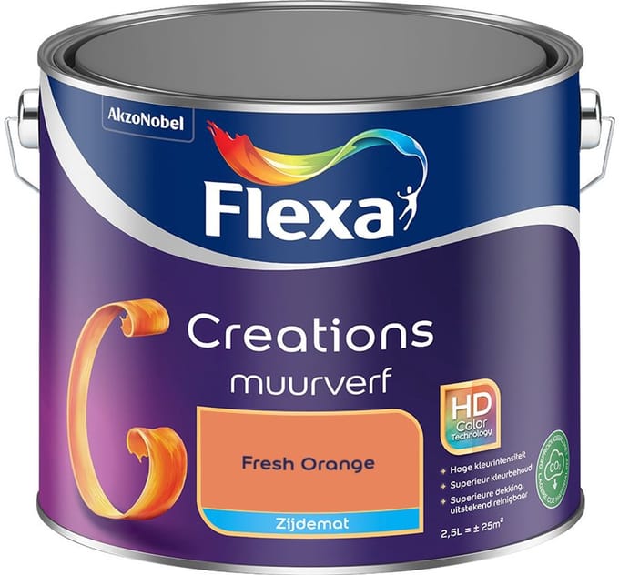 Flexa - Creations Muurverf Zijdemat - Fresh Orange - Mengverf - 2,5 L