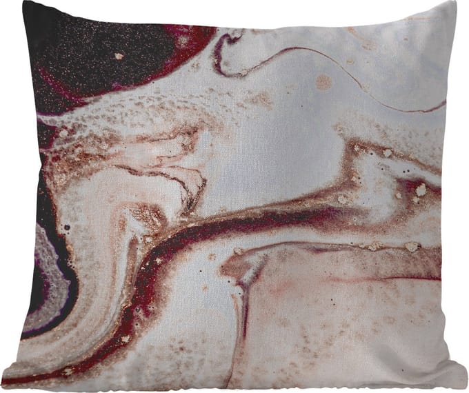 Buitenkussen - Steen - Marmer - Edelsteen - Abstract - Natuur - Roze - 45x45 cm - Weerbestendig