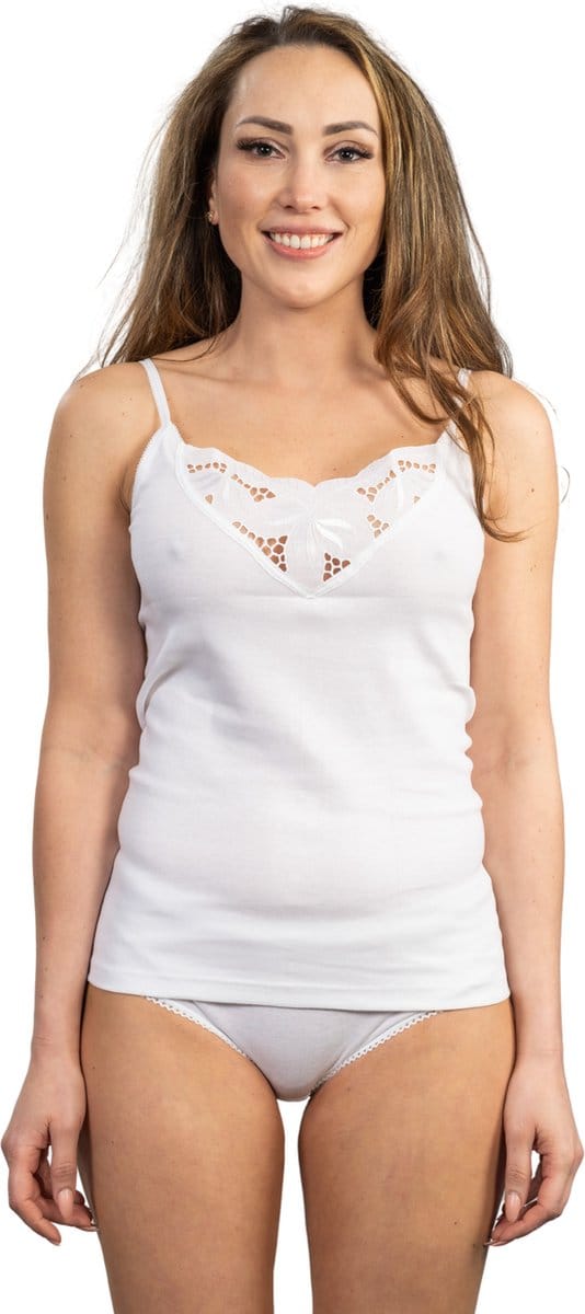 HL Tricot - Top spaghetti classic wit - Maat M - Vrouwen - wit -