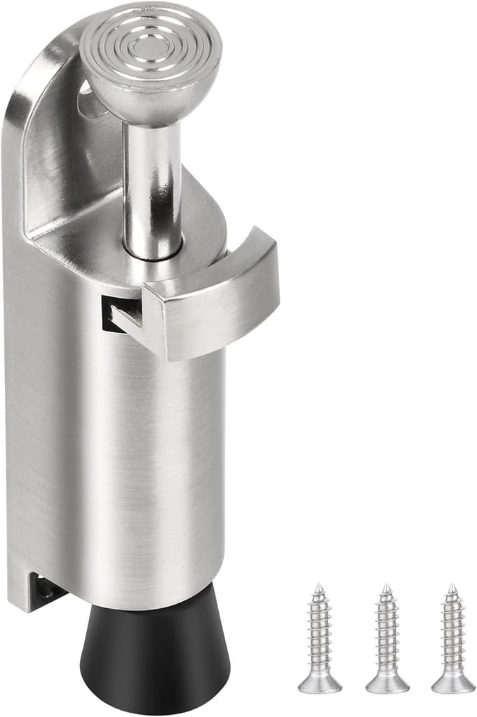 Deurstopper met Kickdown Mechanisme voor Binnengebruik - 10.5cm Zilveren Deurstopper van Zinklegering met Rubber Tip