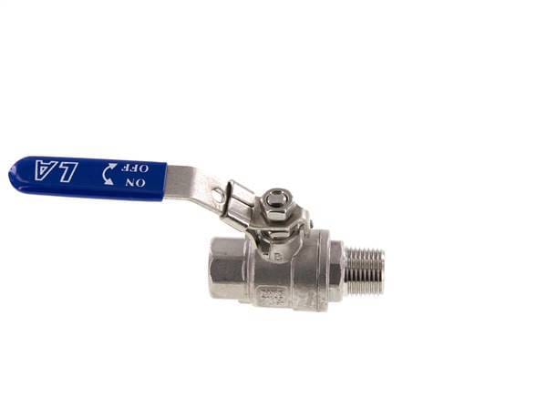 Buiten x Binnendraad R/Rp 1/2 inch PN 63 2-Weg RVS Kogelkraan - BL2SH-M-63-MF-012