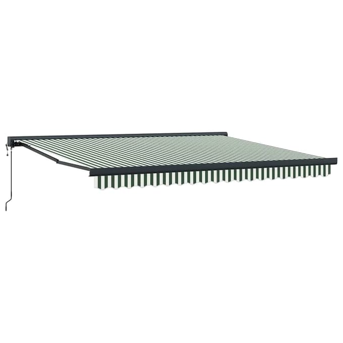 vidaXL - Uitschuifbare - luifel - Groen - en - Wit - 400 - x - 300 - x - 165 - cm