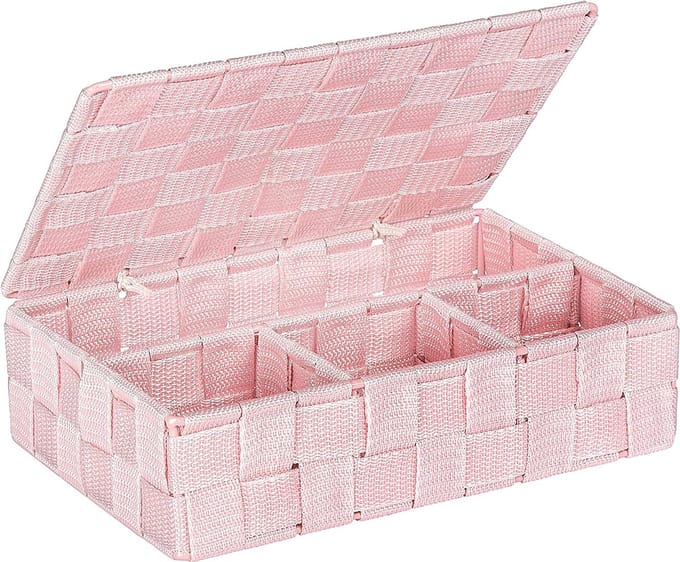 ADRIA PINK organizer met deksel, badkamercontainer, WENKO
