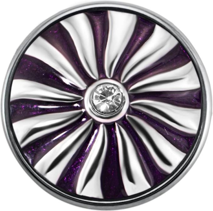 Quiges - Dames Click Button Drukknoop 18mm Bloem Paars - EBCM071