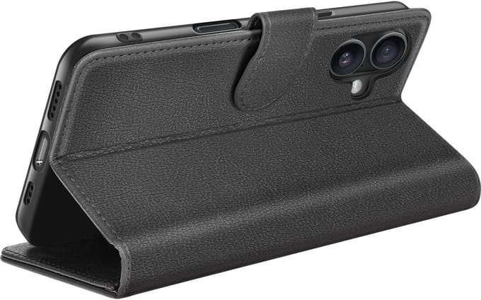 Zanae, Hoesje geschikt voor iPhone 16 - Wallet Case & Magneetsluiting, Zwart