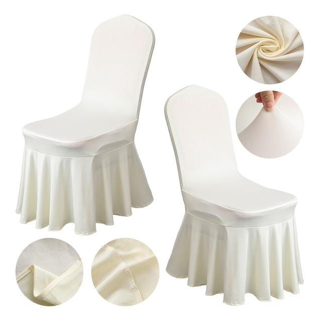 Bruiloft Spandex Stoelhoes Met Rok Geplooide Gerimpelde Lycra Elastische Stretch Feest Hotel Banketdecoratie white