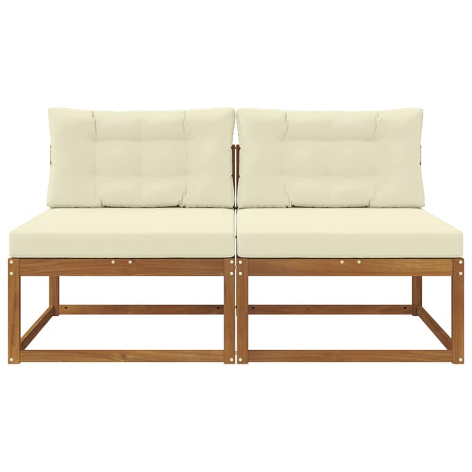 vidaXL - Buiten - Midden - Sofa - met - kussen - 2 - Stuk - Naturel