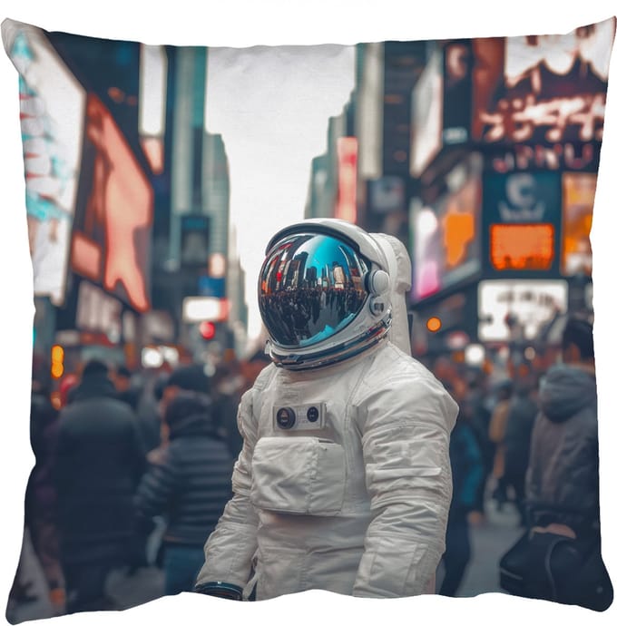 Sierkussens - Kussentjes Woonkamer - 50x50 cm - Stad - Mensen - Astronaut - Wit
