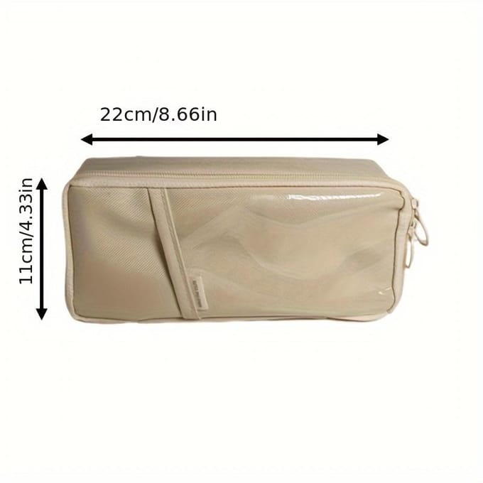 1 Stuks Eenvoudige Pennenhouder met Grote Capaciteit Koreaanse Creatieve Multifunctionele Etui voor Middelbare Scholieren Make-uptas 1pc beige