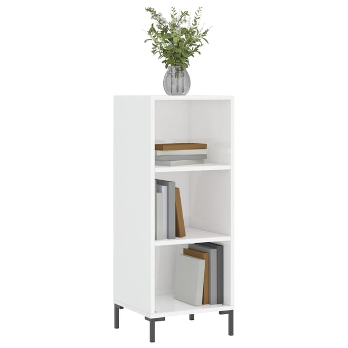 vidaXL - Dressoir - 34,5x32,5x90 - cm - bewerkt - hout - hoogglans - wit