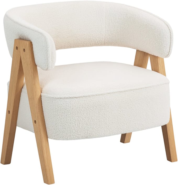 HOMCOM Accentstoel Polyester, Staal 70L x 64B x 71H cm Wit