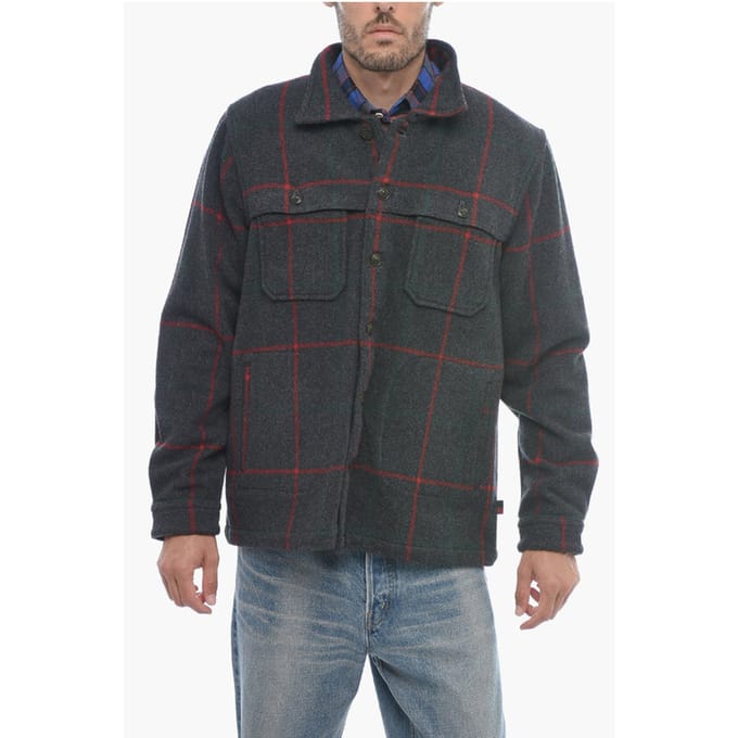 Geruit MALONE Overshirt van wolmix in grijs