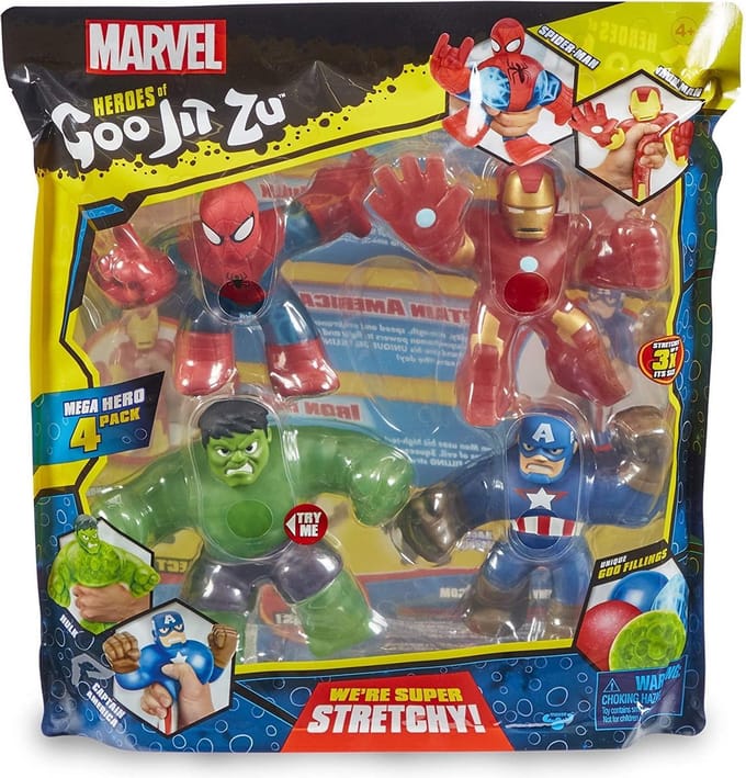 Goo Jit Zu Marvel superhelden set - 4 stuks - Spider-Man - Iron Man - Hulk - Captain America