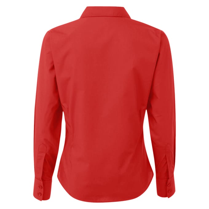 Premier Dames/Dames Popeline Blouse met Lange Mouwen (Rood)