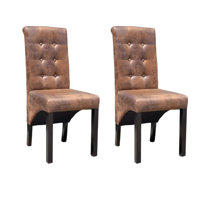 Vidaxl Eetkamerstoelen, 2 Stuks, Bruin, Bekleed met Kunstleer