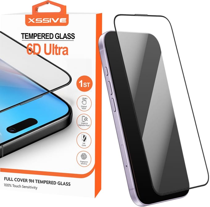 Xssive 6D - Screenprotector geschikt voor iPhone 17 - Beschermglas - Volledig Dekkend met Zwarte Rand - 9H Tempered Glass - Case Friendly - Glazen Screenprotector