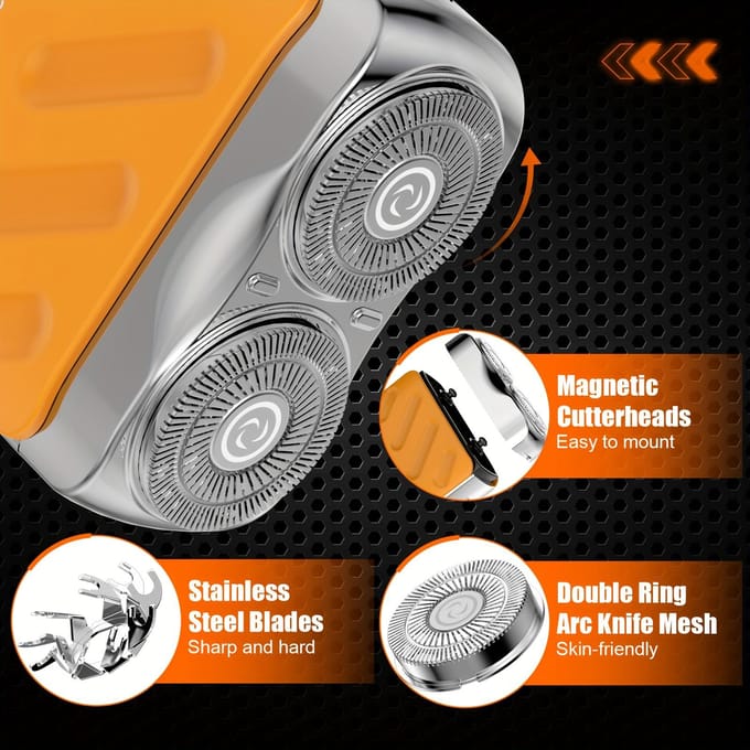 Mini rasoir électrique pour hommes, double tête, étanche, rechargeable, rotatif, de voyage, portable, pour cheveux et barbe noir