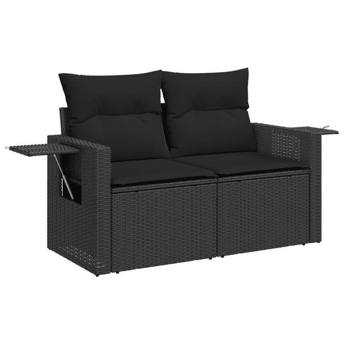 vidaXL - 7-delige - Loungeset - met - kussens - poly - rattan - zwart