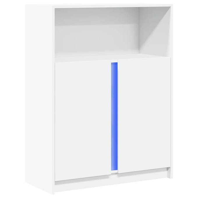 vidaXL - Dressoir - met - LED - 77x34x100 - cm - bewerkt - hout - wit