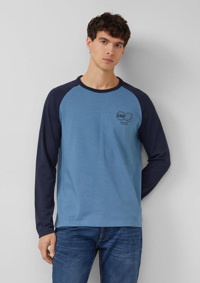 s.Oliver - male - Gestructureerd raglan shirt met lange mouwen van zware jersey