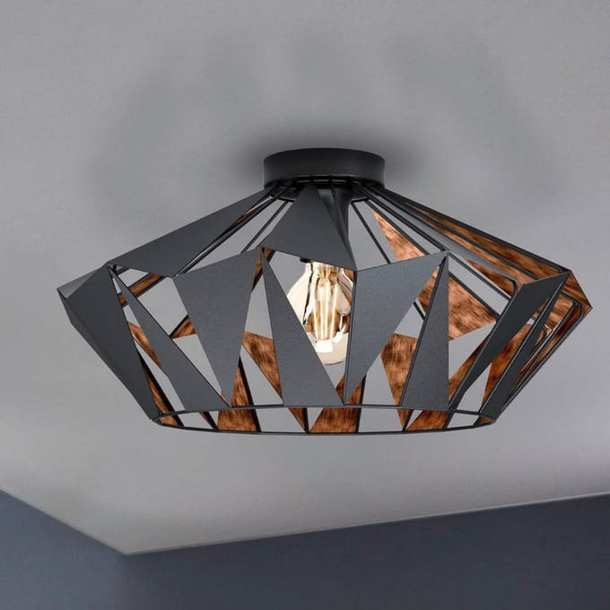 EGLO Carlton 6 Plafondlamp - E27 - Ø 47 cm - Zwart/Koper