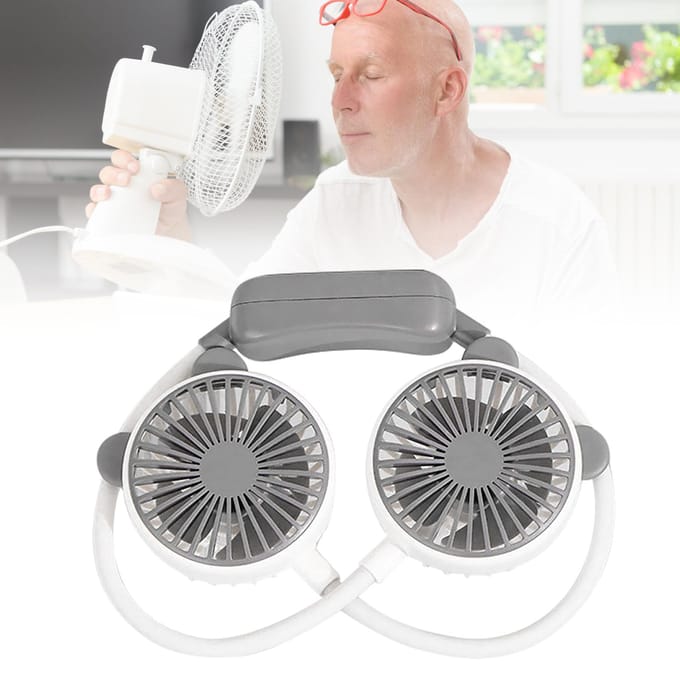 Draagbare nekventilator, buigbaar, draagbaar, USB-oplaadbaar, handsfree mini-hangventilator voor op kantoor en onderweg wit