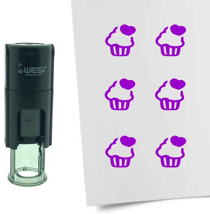 CombiCraft Stempel Cupcake 10mm rond - paarse inkt