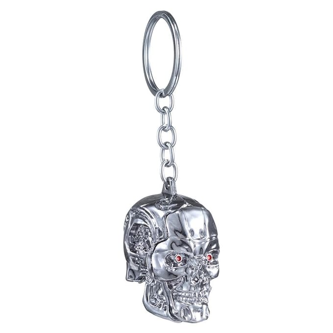 Terminator Schedel Hoofd Sleutelhanger Mannen Vrouwen Mode Hanger Sleutelhanger Sieraden Auto Sleutel Accessoires gray