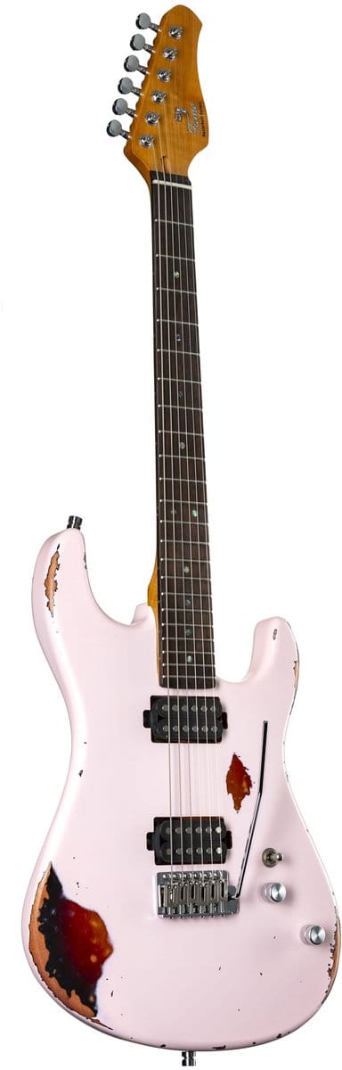 Fame Custom ST RW Worn Strawberry over Sunburst - ST-Style elektrische gitaar