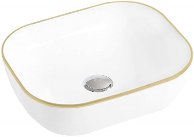 Mexen Mirabel opzetwastafel 50 x 40 cm, wit/goud - 22115005