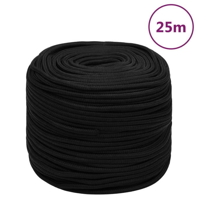 vidaXL - Werktouw - 10 - mm - 25 - m - polyester - zwart