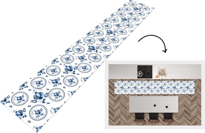 Keukenloper - Keukenmat - Patroon - Folklore - Tulp - 360x60 cm - Keuken vloerkleed
