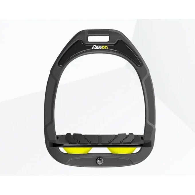 Verstelbare grip stijgbeugels antraciet/zwart/geel Flex-On Green Composite