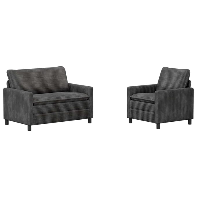 vidaXL - Bankstel - 2 - st - Donkergrijs - Polyester