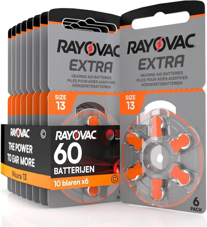 Rayovac Extra Advanced 13 Hoorbatterijen PR48 Oranje – 60 Stuks