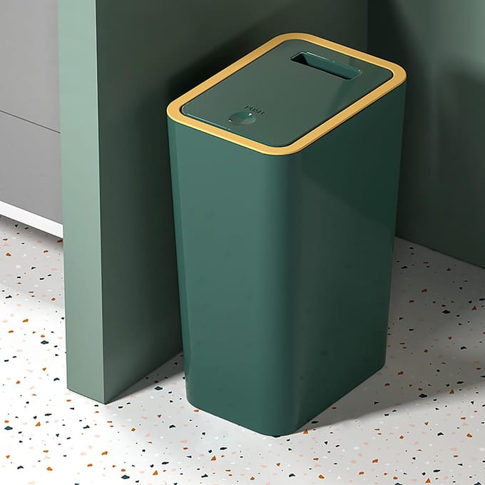 Unyqoos® Compacte en geurdichte afvalemmer met pop-up deksel voor diverse ruimtes