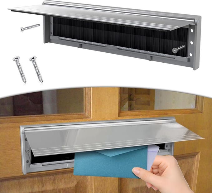 Brievenbus Klep - Postklep Deur - Tocht Weren - Ingebouwde Borstel - 29 cm Lengte - Zilver
