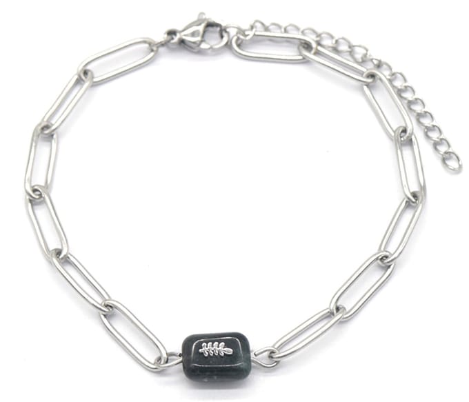 Armband Dames - Steen met Veer - RVS - Lengte 16-20 cm - Zilverkleurig