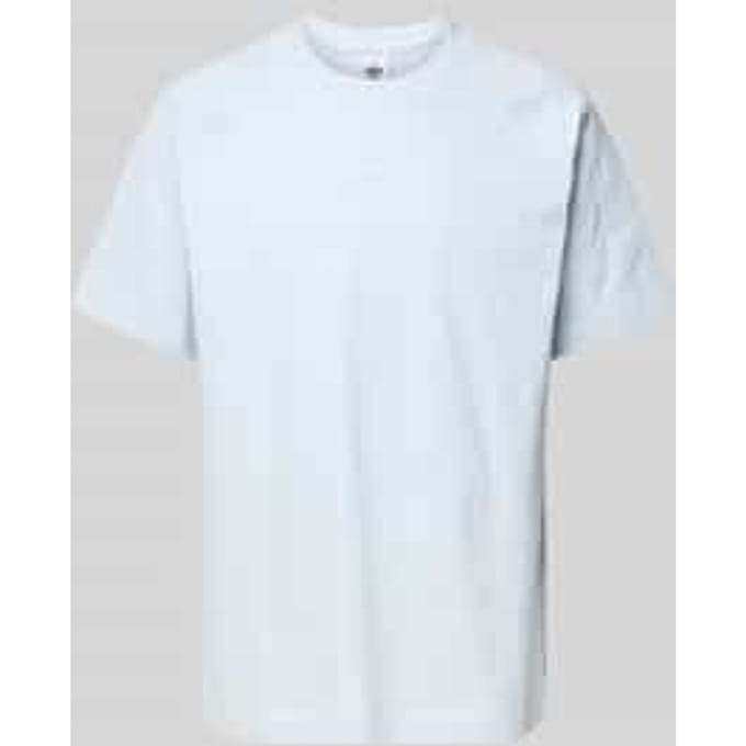 T-shirt met geribde ronde hals