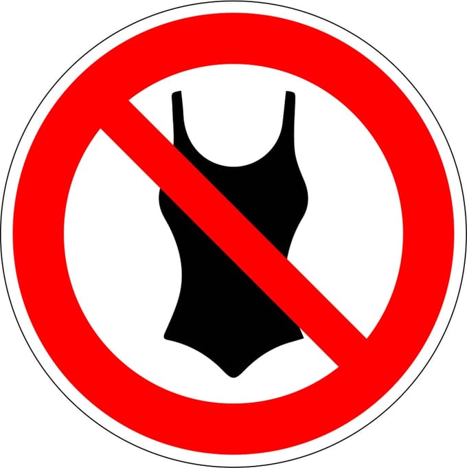Badkleding verboden sticker 200 mm