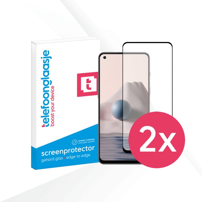 DuoPack: OnePlus Nord 2T screenprotector gehard glas Edge to Edge