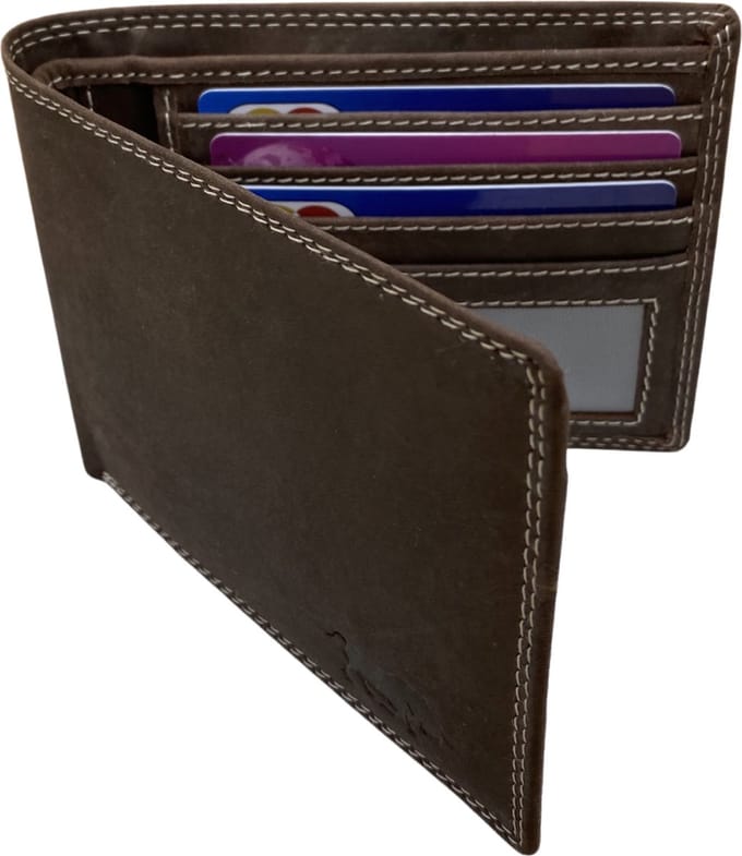 Arrigo Billfold Portemonnee Heren Buffelleer - Plat Model - Donkerbruin