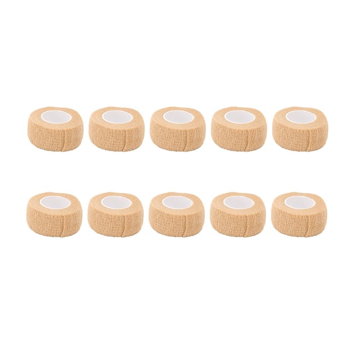 10 stuks zelfklevend bandageverband ca. 1 inch breed 2 yard lang elastisch flexibel draagbaar ademend beige