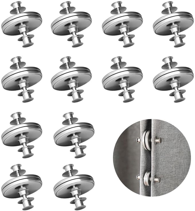 Magnetische gordijnclips - dubbelzijdig, set van 12 - 20 mm