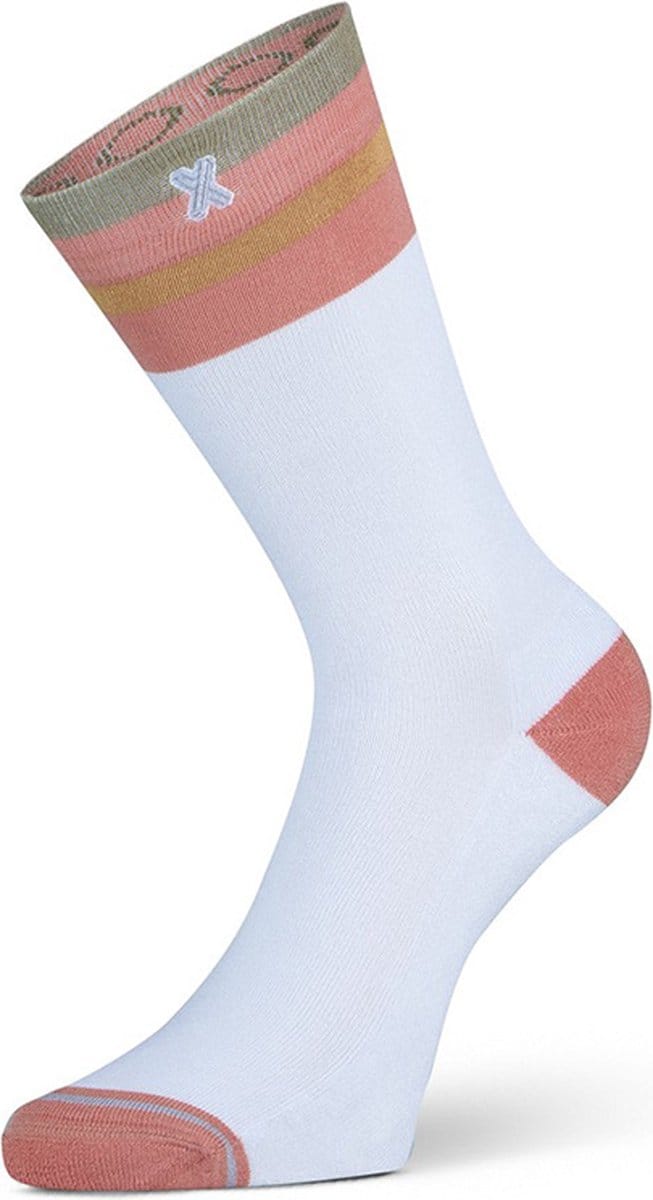 XPOOOS - Essential Graphics Dames bamboe Sokken - Badstof zool - 1-Pack - Maat 35/38 - Wit